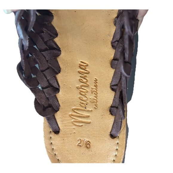 Macarena Collection Huarache Brown Handmade Leather Mexican Slide Sandals 8.5-9? - Picture 11 of 16